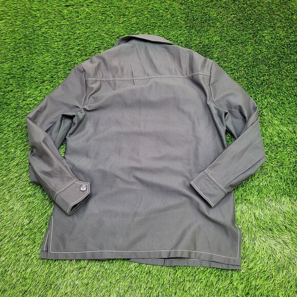 Vintage 70s Safari Style Chore Coat Jacket S/M 21x30 Dagger Collar Scovill Zip - Picture 7 of 12